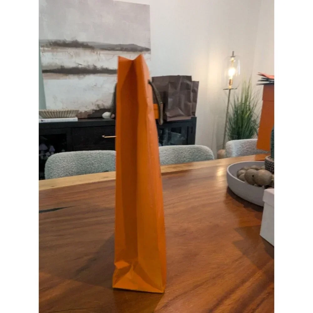 Hermès Orange Paper Gift Bag With Handle 11